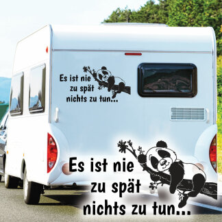 Wohnmobil Aufkleber Es ist nie zu spät Panda Wohnwagen