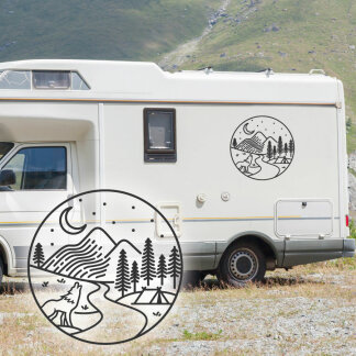 Wohnmobil Aufkleber Wolf Landschaft Wohnwagen Caravan