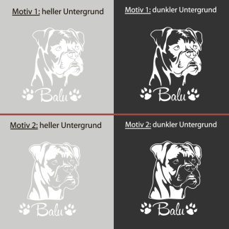 Hundeaufkleber Boxer Wunschname Aufkleber