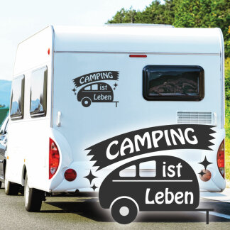 Wohnwagen Aufkleber Camping ist Leben Caravan