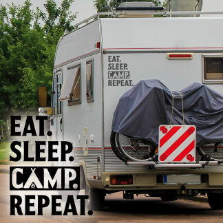Wohnwagen Aufkleber EAT SLEEP CAMP REPEAT Caravan