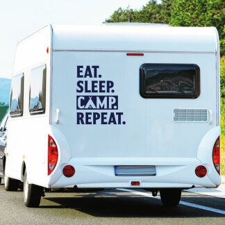 Wohnwagen Aufkleber EAT SLEEP CAMP REPEAT Caravan