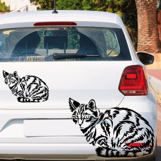 Autoaufkleber liegende Katze Tigerkatze Kätzchen
