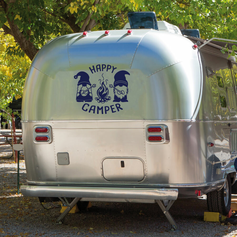 Wohnmobil Aufkleber Happy Camper und Gnome