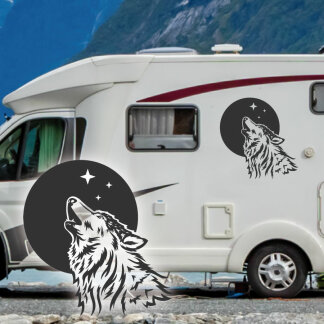 Wohnmobil Aufkleber Heulender Wolf Mond Wohnwagen Camper