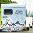 Wohnmobil Aufkleber Happy Camper Berge Wohnwagen