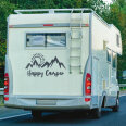 Wohnmobil Aufkleber Happy Camper Berge Wohnwagen