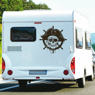 Wohnmobil Aufkleber Totenkopf Skull Pirat Steuerrad...