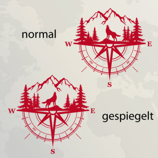 Wohnmobil Aufkleber Kompass heulender Wolf Wohnwagen