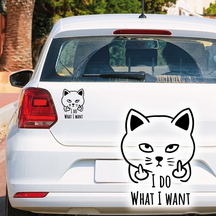 Auto Aufkleber Stinkefinger Mittelfinger Katze Fun sticker 25cm