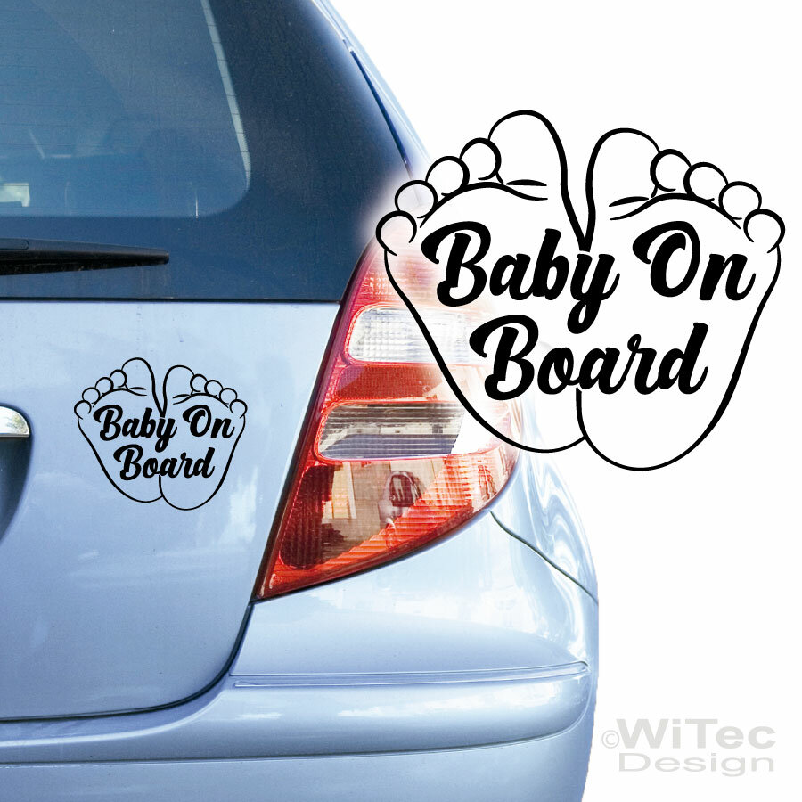 Sticker Auto Baby on board und Baby-Füße - Wandattoos Auto Auto