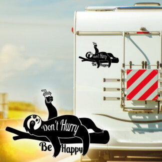 Wohnmobil Aufkleber Faultier Don&acute;t Hurry Be Happy...