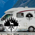 Wohnwagen Aufkleber Kompass Hirsch Wald Camper Caravan