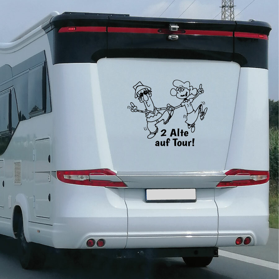 Wohnmobil Aufkleber Wunschtext auf Tour