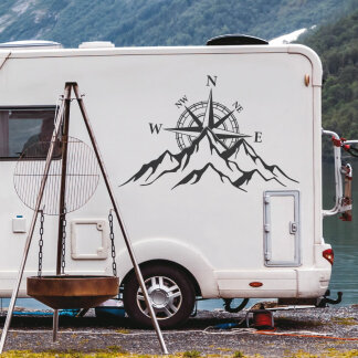 Wohnmobil Aufkleber Kompass Berge Caravan Wohnwagen