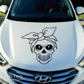 Autoaufkleber Lady Skull Totensch&auml;del mit Bandana