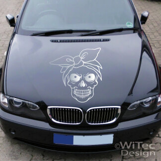 Autoaufkleber Lady Skull Totensch&auml;del mit Bandana