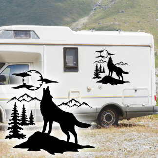 Wohnmobil Aufkleber Heulender Wolf