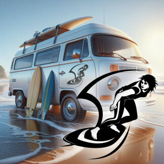 Wohnmobil Aufkleber Surfer Girl