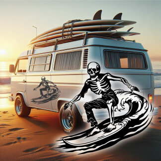 Wohnmobil Aufkleber Surfer Skelett