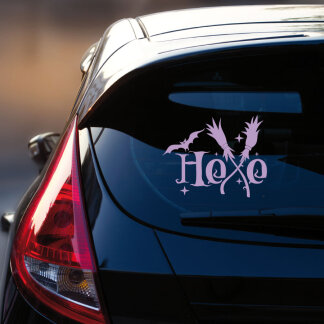 Autoaufkleber Hexe mit Besen und Fledermaus