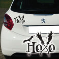 Autoaufkleber Hexe mit Besen und Fledermaus