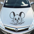 Autoaufkleber neugierige Maus Motorhaube