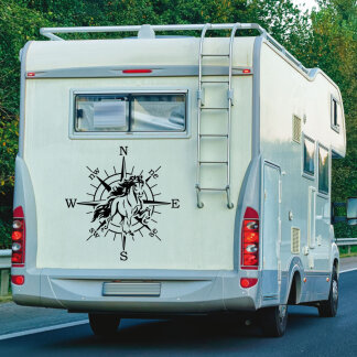 Wohnmobil Aufkleber Kompass Islandpferd