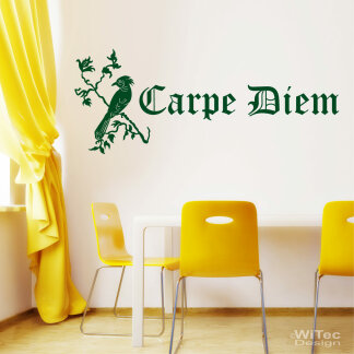 Wandtattoo Carpe Diem + Vogel Wandaufkleber