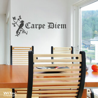 Wandtattoo Carpe Diem + Vogel Wandaufkleber