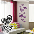 WA058 Wandtattoo RETRO HEARTS Wandaufkleber Wandsticker