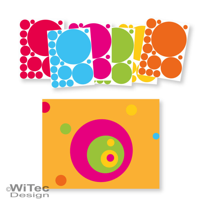 WA067 Wandtattoo Retro DOTS 96 Stck. Wandaufkleber