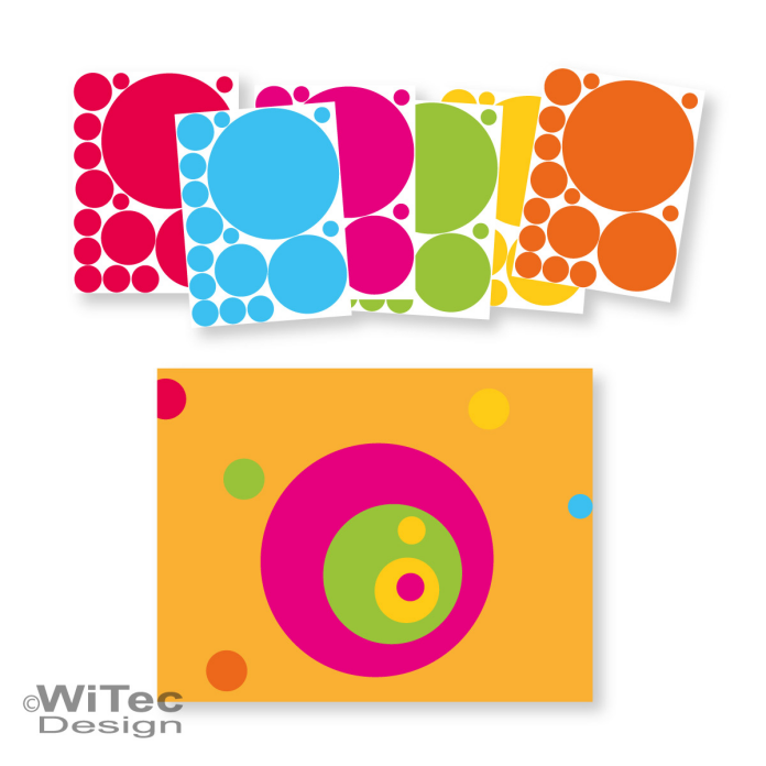 WA067 Wandtattoo Retro DOTS 96 Stck. Wandaufkleber