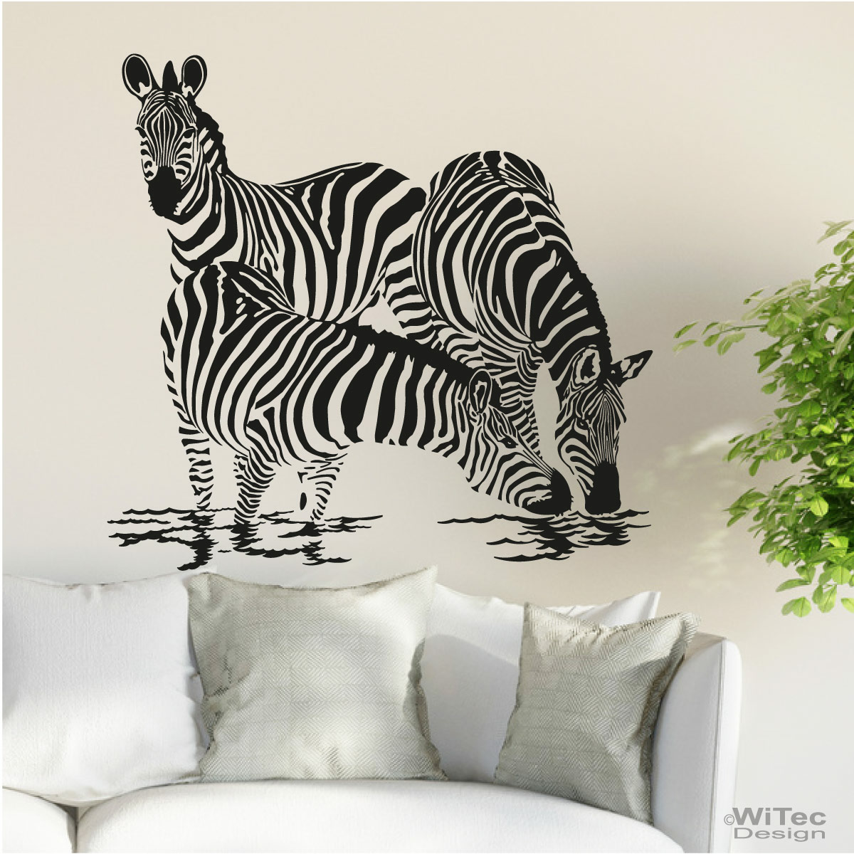 Wanddekoration Wandaufkleber Wandsticker Wandtattoo Zebra Afrika Retro