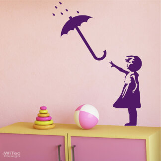 Wandaufkleber Mädchen mit Regenschirm Wandtattoo Kind